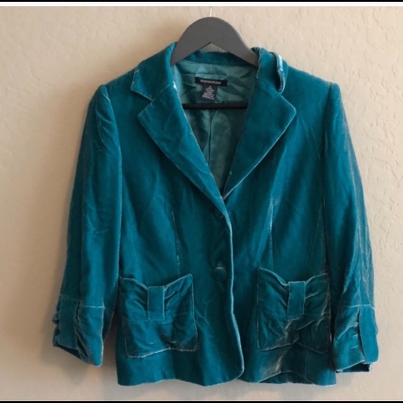 Boston Proper crushed velvet 3/4 sleeve blazer - Picture 1 of 6